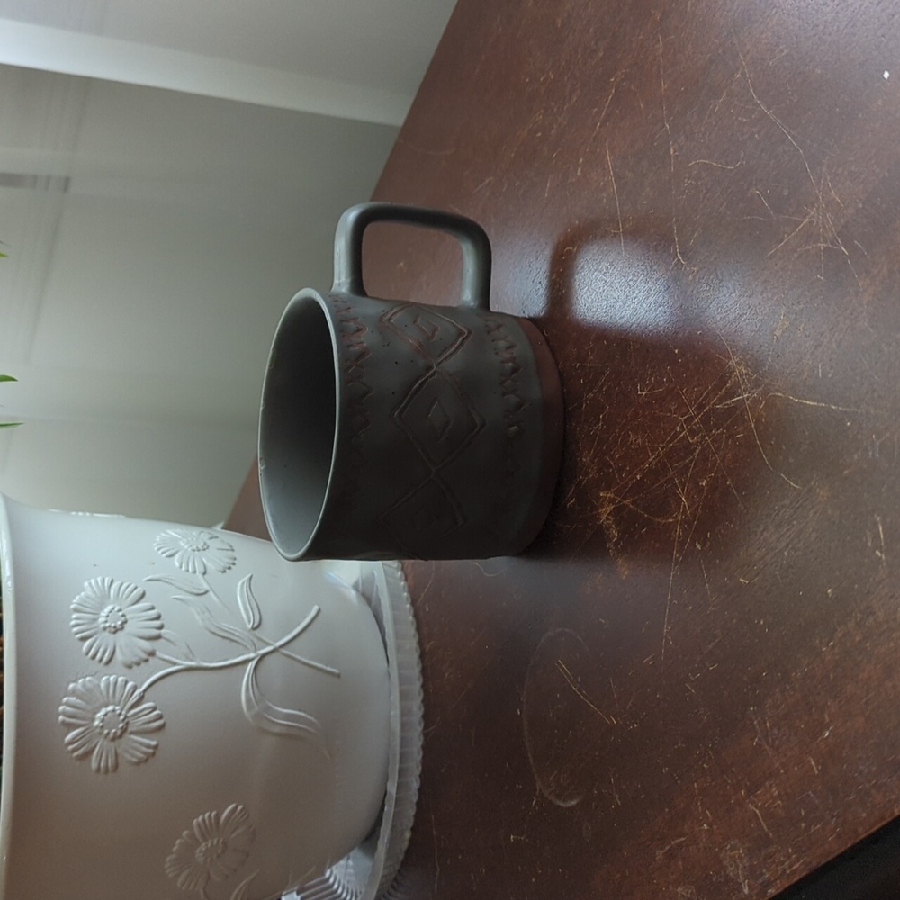 Gray brown boho mug